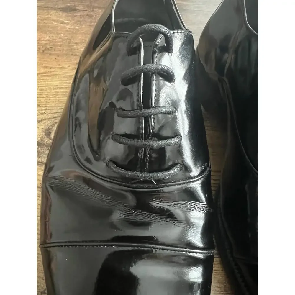 BALLY Men's Black Leather Cap Toe Oxford Dress Shoes Size 6.5/12 - Made in Italy - Picture 3 of 9